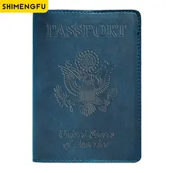 Genuine Leather Passport Cover USA Travel Accessories Menassport Holder America Passport Pouch