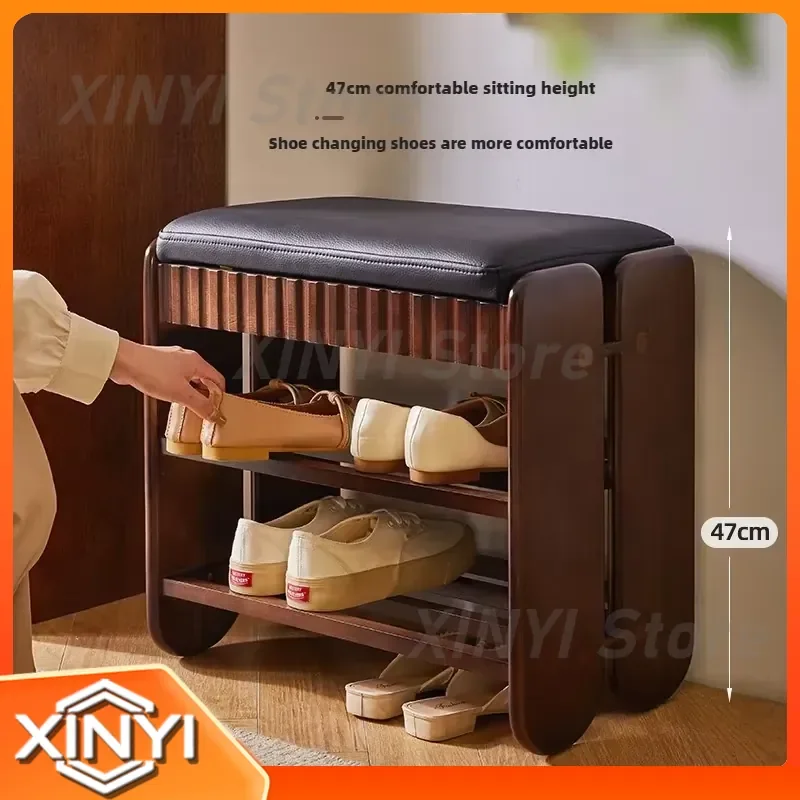 Shoe Organizer for Living Room Porch Entryway Shoe Stool with Drawer Storage Solid Wood Sitting Type Shoe Hanger for Shoes