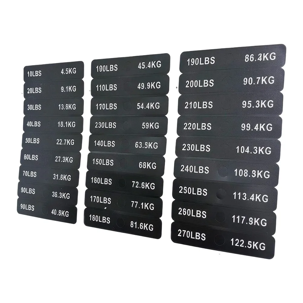 2pcs Gym Weight Stack Labels Plastic Waterproof Labels for Weight Plates 4.5kg to 1181kg Clear Bold Numbers Long Term Use