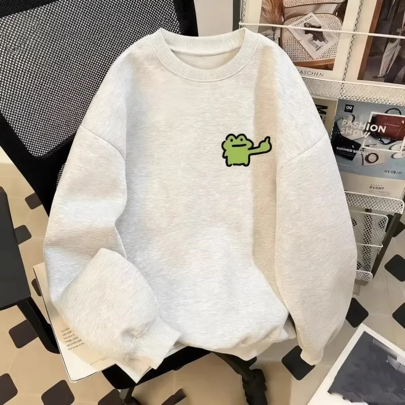 

Мужская утепленная толстовка большого размера с круглым вырезом и принтом Fun F, осенне-зимняя, для пар