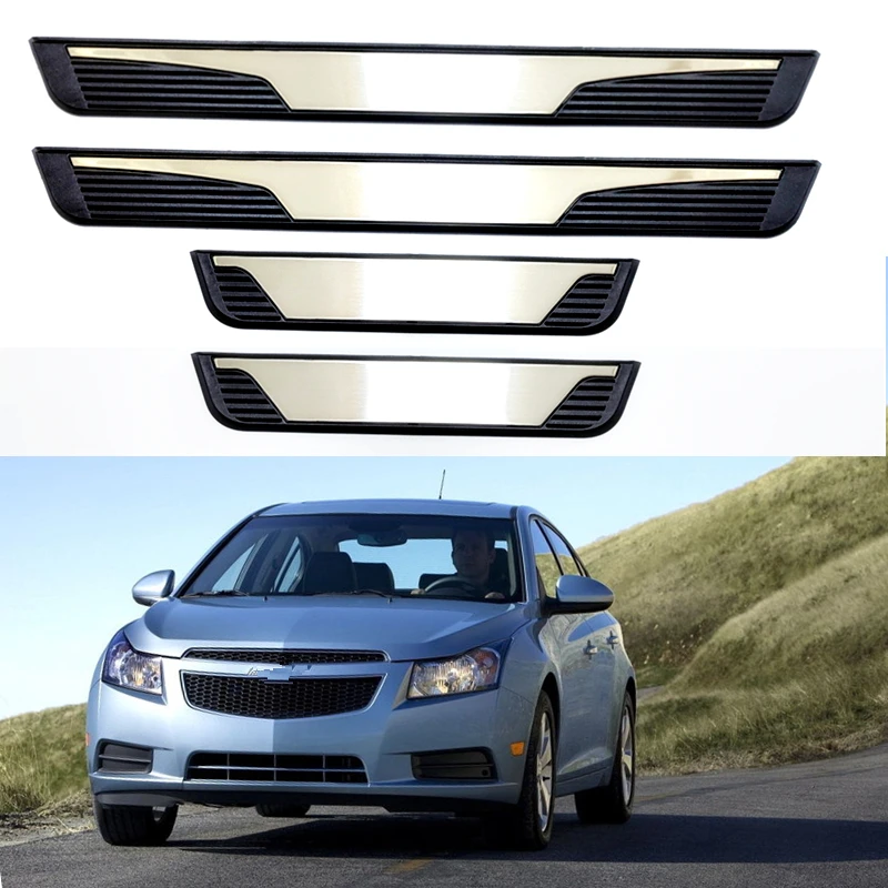 For Chevrolet Cruze 2009-2025 Door Sill Pedal Guards Trim ABS Stainless Welcome Kick Scuff Plate Cover Protector Car Accessories