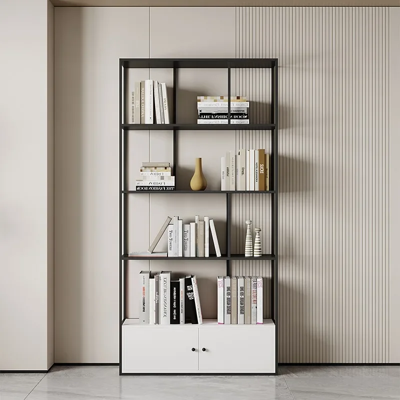 Living room floor bookshelf Office steel shelf Simple steel frame Whole wall storage bookcase
