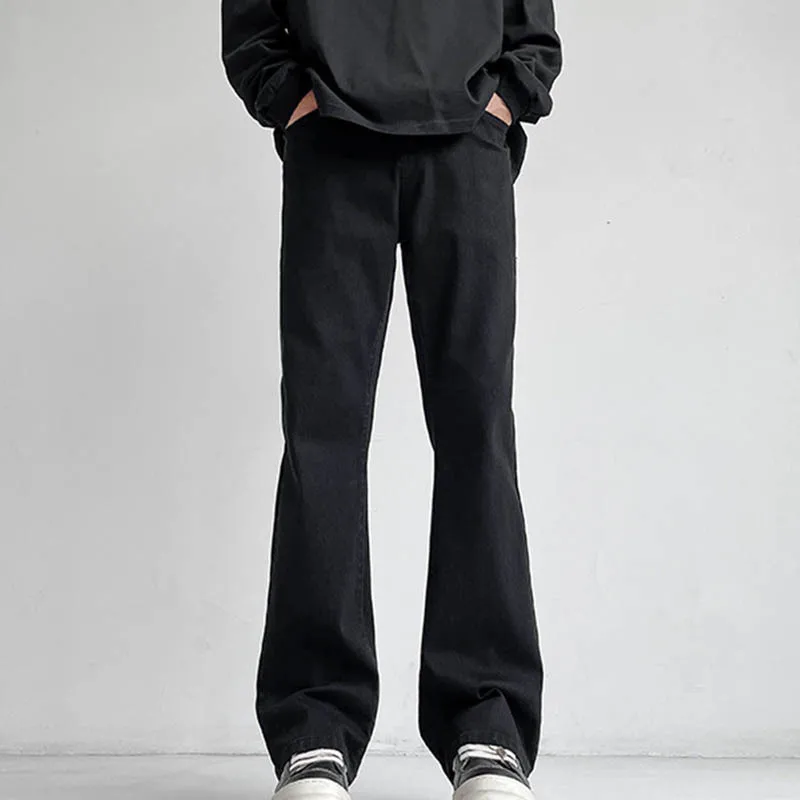 Harajuku الرجال شارع العليا الأسود تمتد سليم صالح متوهج الدينيم السراويل خمر الهيب هوب رجل الرباط مطاطا كاوبوي الجينز