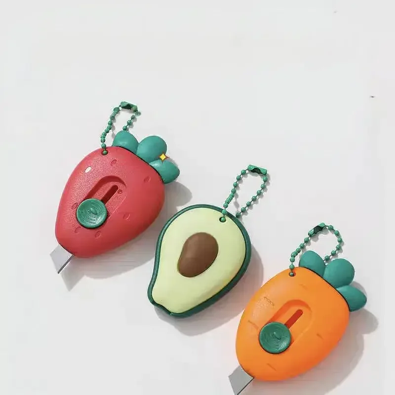 1PCS/3PCS Cute Portable Mini Knife Avocado Strawberry Fruit Art Utility Knife Paper Knife Express Box Cutter Craft Wrapping Tool