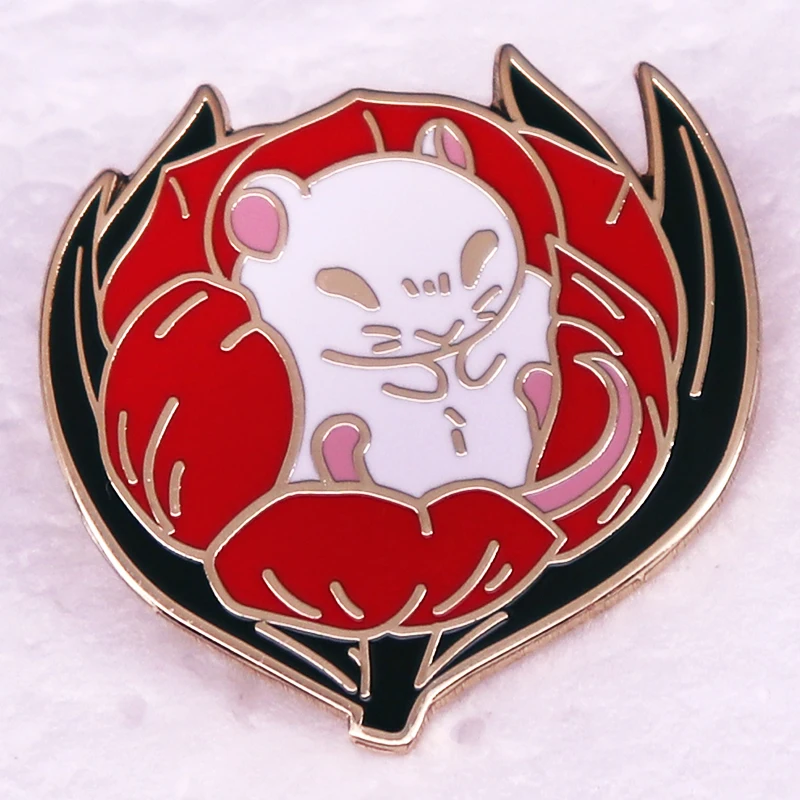 Chonky Mouse White Hamster Badge Cute Field Mouse In A Tulip  Enamel Pin Brooch Jewelry Backpack Decorate