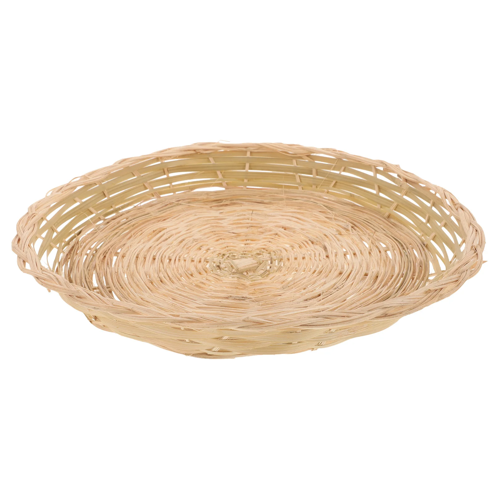 

1pcs Round Rattan Serving Basket Natural Woven Food Tray Heat Insulation Tabletop Organizer For Kitchen Dining Picnic Bread