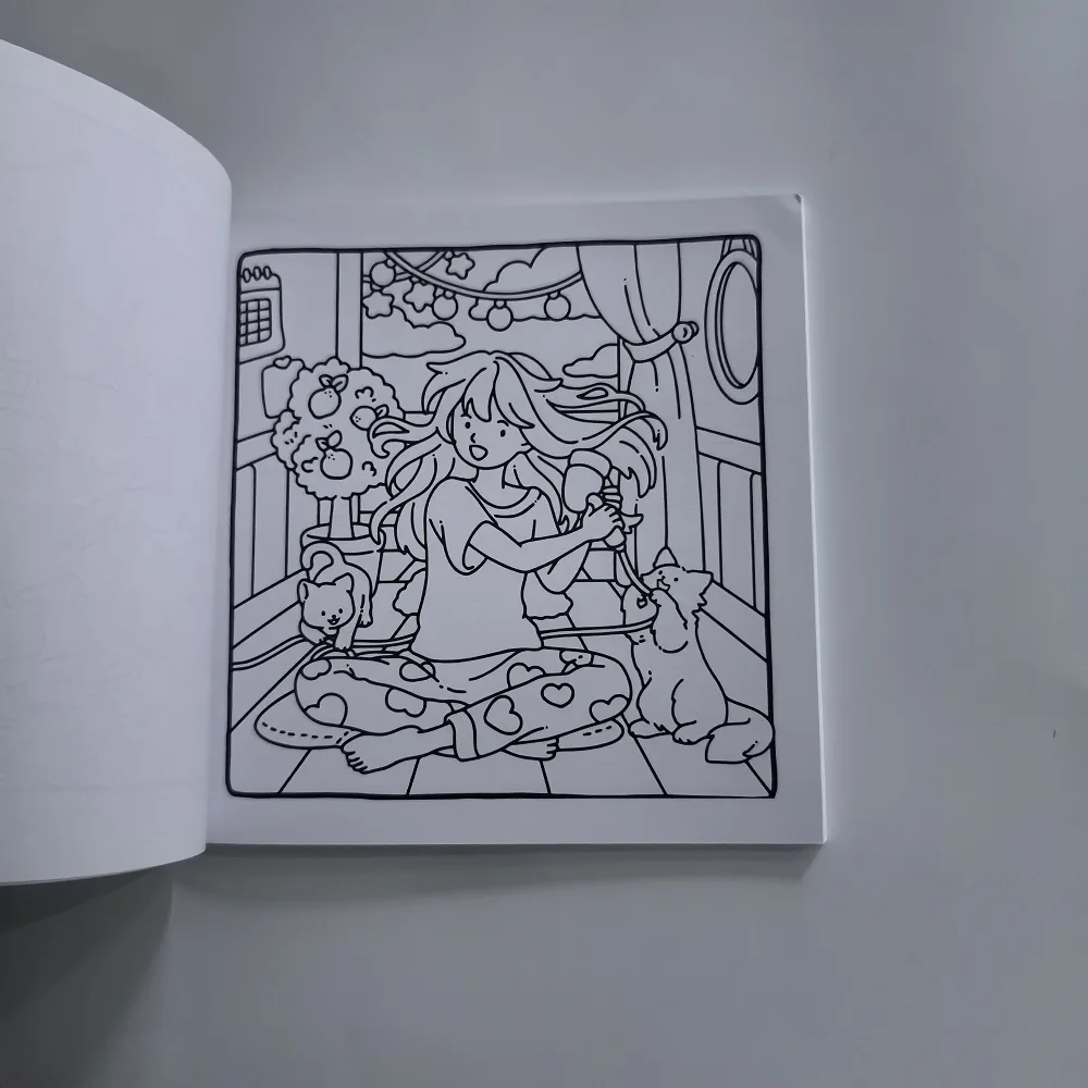 كتاب تلوين سهل لطيف للقطط والفتيات للبالغين، كتاب رسم لتخفيف التوتر، هدية مثالية للحفلات وأعياد الميلاد وعيد الميلاد