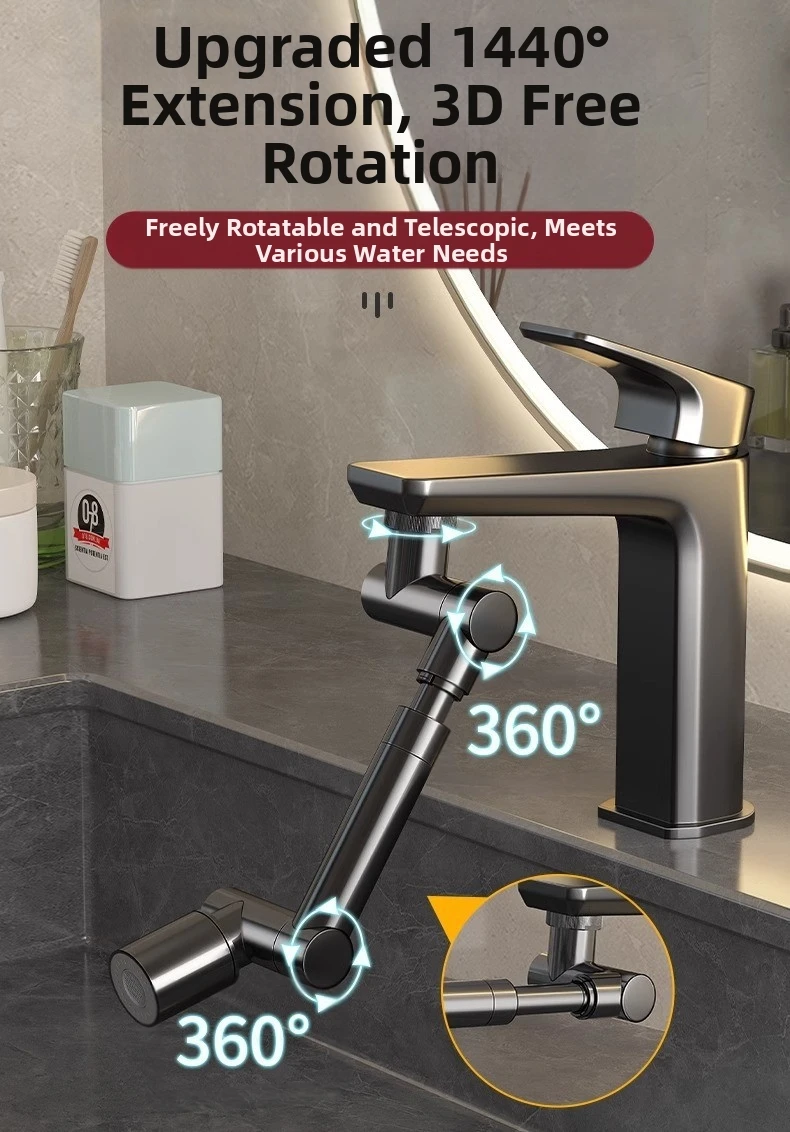 قابل للسحب العالمي 1440 ° ذراع آلي دوار تمديد صنبور مهوية بالوعة المطبخ صنبور موسع 2 وضع تدفق المياه