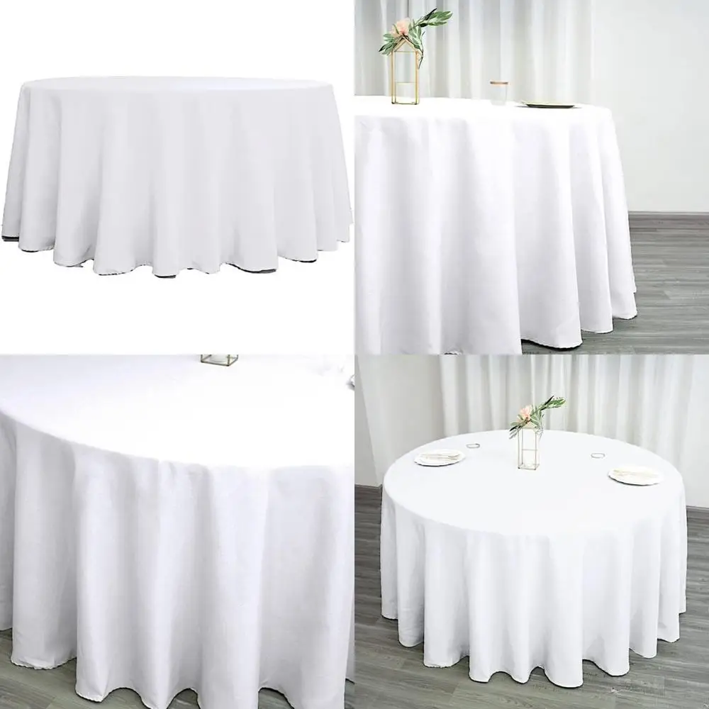 

White Round Tablecloths 120 Inch, Set of 6, Polyester Fabric for Weddings, Parties, Banquets, and Receptions