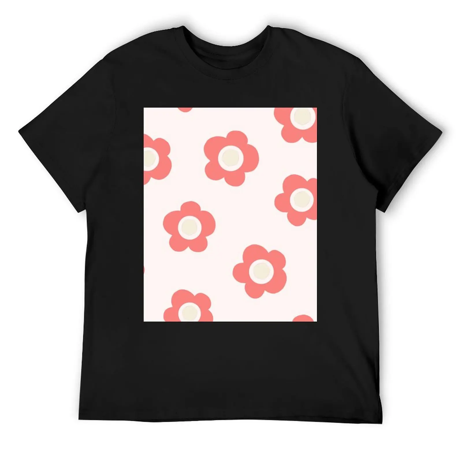 

Doodled Pink Daisies With Abstract Shapes T-Shirt blacks graphic shirts oversized man t shirt mens vintage t shirts