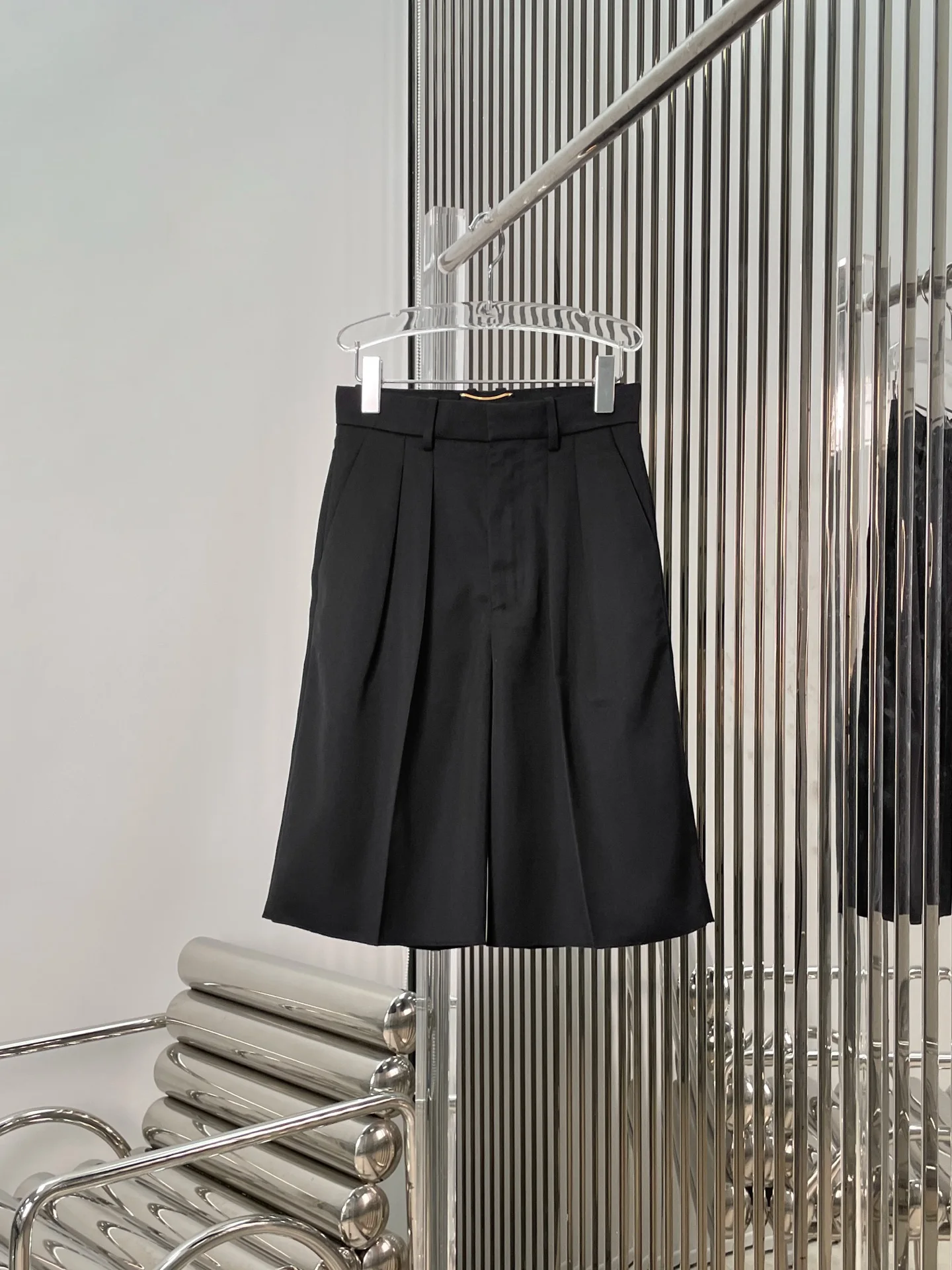 

High Waist Wide Leg Woolen Pants Women's Loose Fit Five-Quarter Length Commute Simple Sle Bla Color Faionable Casual Tr...