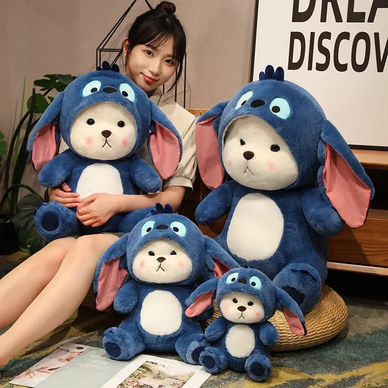 ตุ๊กตาหมีขนาดใหญ่สุดน่ารักแปลงร่างเป็นสติทช์ ตุ๊กตาหมีคอสเพลย์สุดน่ารัก ตุ๊กตาสัตว์นุ่มนิ่ม ตุ๊กตานอนหลับ ของขวัญคริสต์มาสสำหรับเด็กผู้หญิง