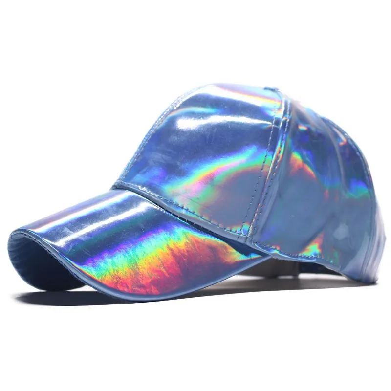 Fashionable new PU leather colorful patent leather rainbow excessively bright color European and American trendy baseball cap