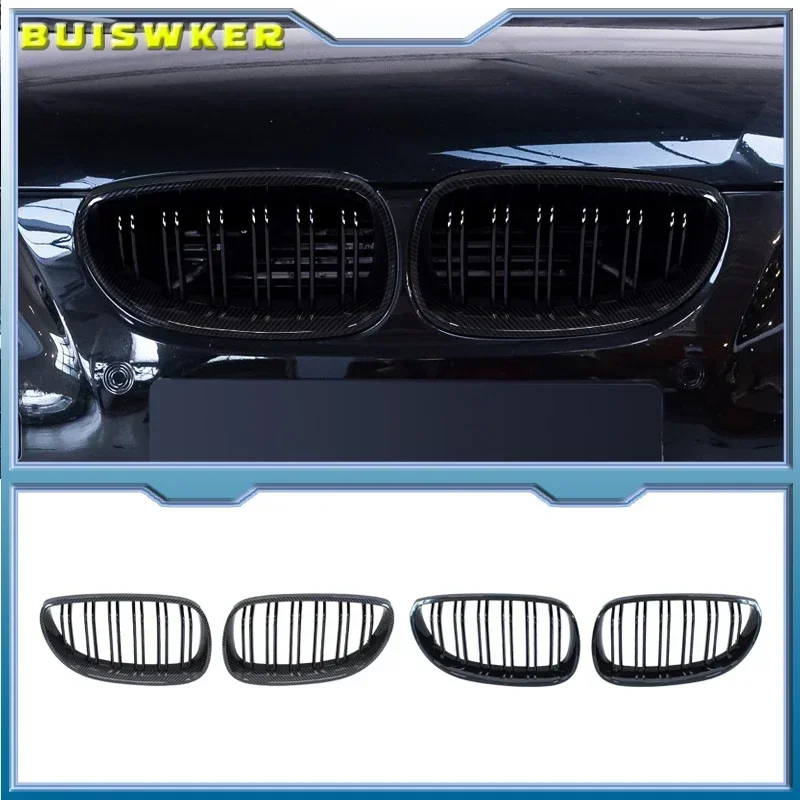 

Glossy Black Front Kidney Grille Grill Hood Mesh Double Line Grille For BMW 5 Series E60 M5 E61 520i 545i 550i 535i 2003-2010
