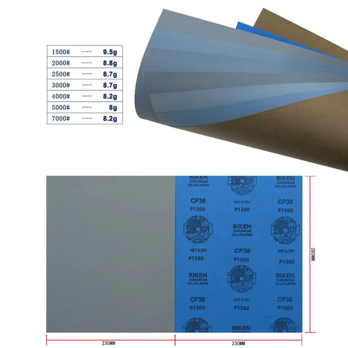 10Pcs 1500 2000 2500 3000 4000 5000 7000Grit 230x280mm Wet & Dry Waterproof Sandpaper A4 Paper For Car Glass Paint Polishing