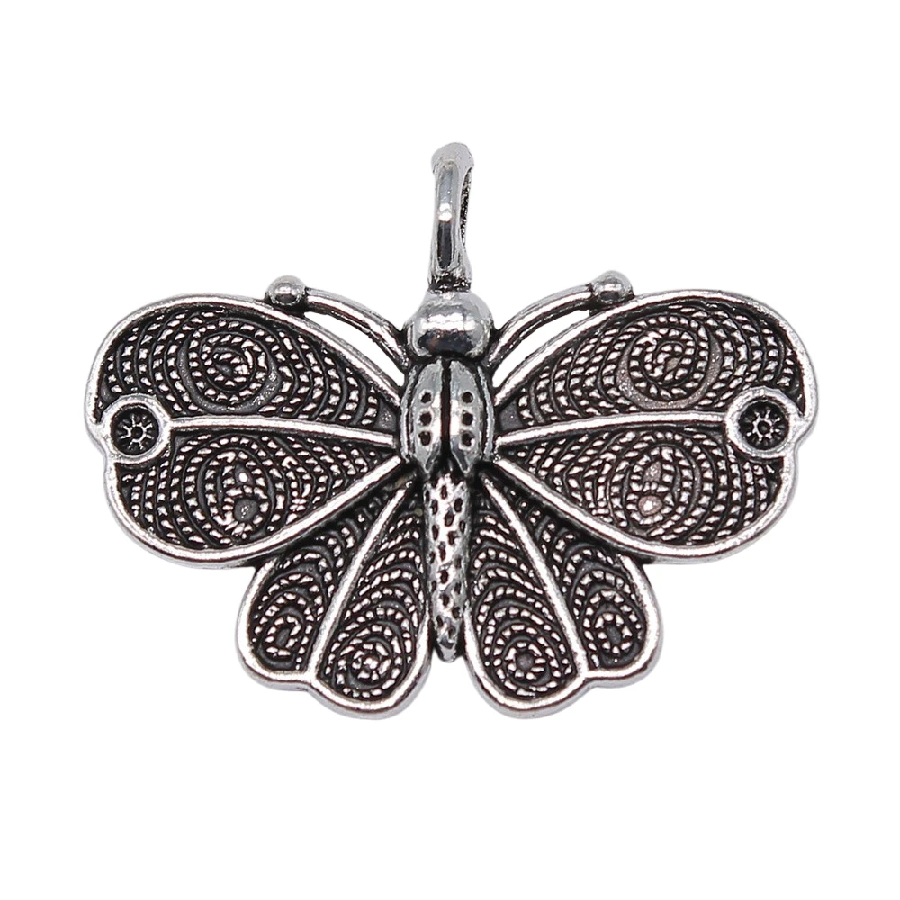 

Wholesale 50pcs/bag 41x31mm Pendant Butterfly Antique Silver Color Charm Butterfly Charms Wholesale Butterfly
