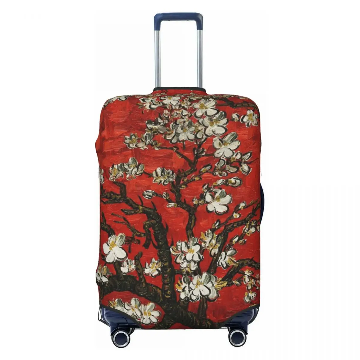 

Custom Van Gogh Almond Blossoms In Red Travel Luggage Cover Washable Flowers Painting Suitcase Cover Protector Fit 18-32 Inch
