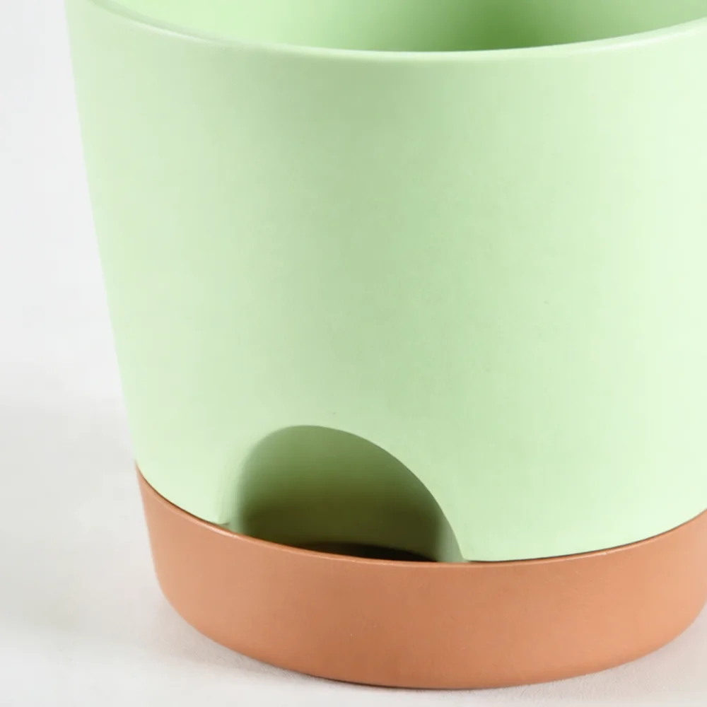 Direct Design Self Watering Resin Flower Pot Smooth Matte Finish Indoor Office Desktop Potted Container