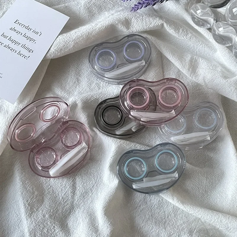 Contact Lens Case Portable Transparent Simple One-piece Companion Case Contact Lens Double Case No Need To Twist The Lid