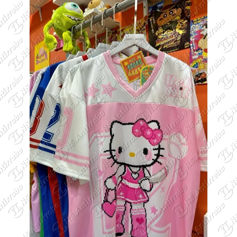 

MINISO 2025 Cartoon Hello Kitty Short Sleeved T-shirt Men Women Summer Fashion Leisure Breathable Quick Drying Football Jersey
