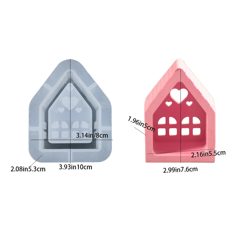 House 3D Silicone Moulds Reusable House Handicraft Mold Ornament House Shaped Candlestick Silicone Mould for Home Decor