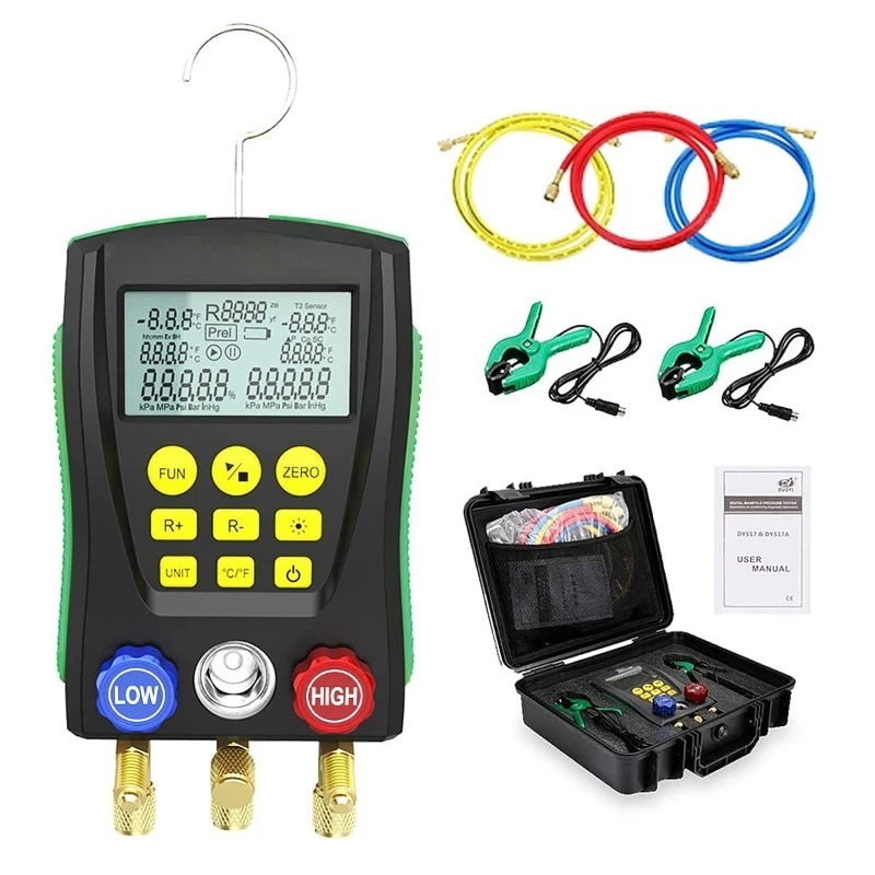 

Набор цифровых манометров в коллекторе, кондиционер/холодильник, цифровые манометры HVAC, двойной тест давления и температура, инструменты для кондиционирования воздуха и