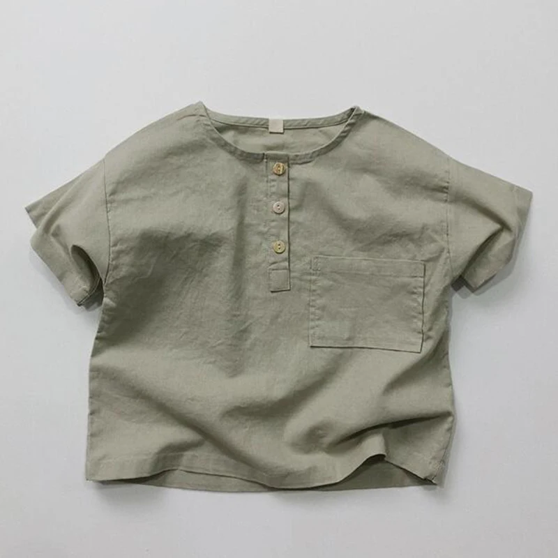 Baby Boys Girls Clothes Cotton Short Sleeve Solid Color Loose T-shirt Korean Style 1-6 Yrs Baby Boys Girls T-shirt For Summer image 5