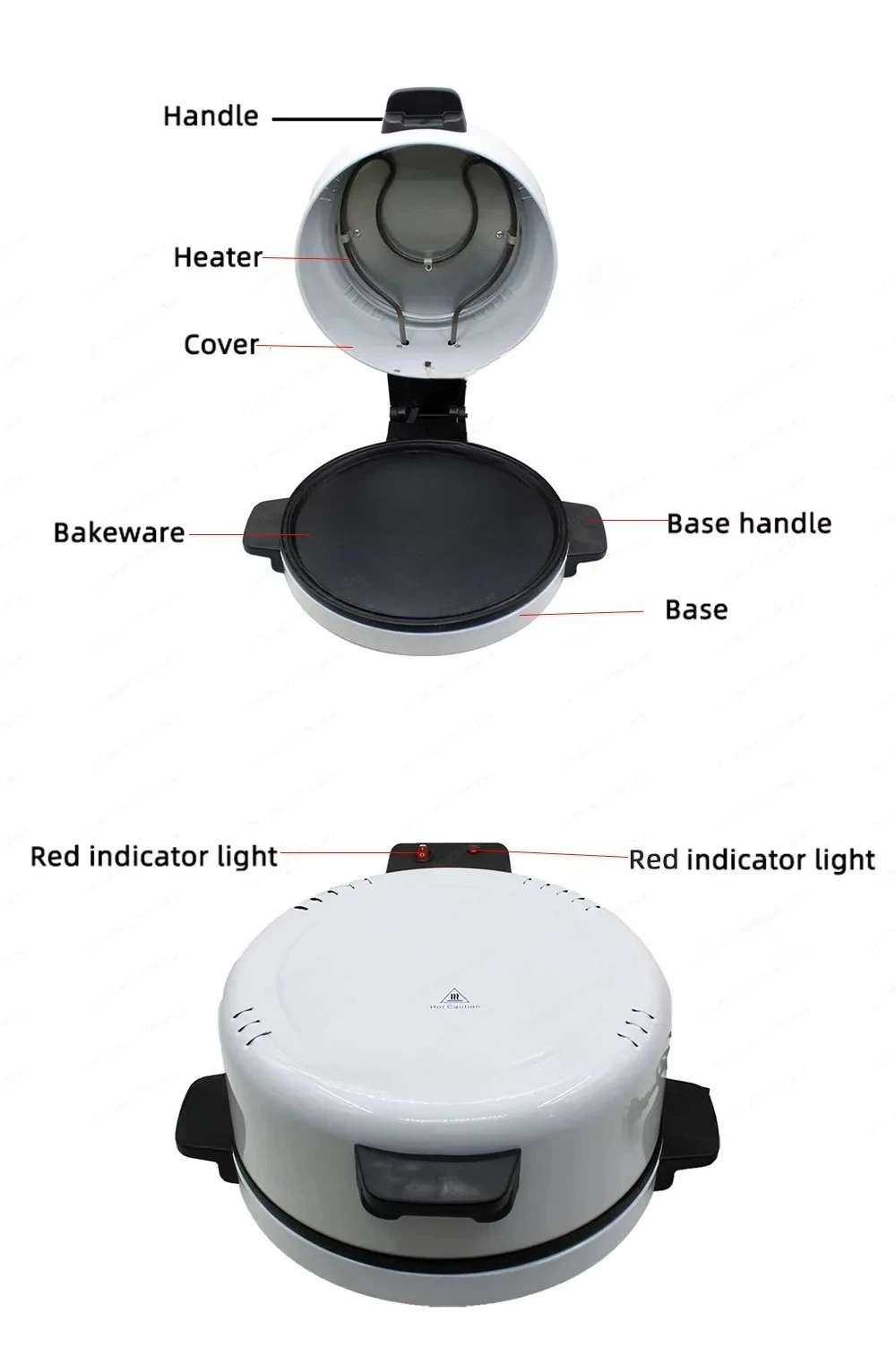 Multifunctional  Bread & Pizza Maker - Home Electric Pita/Flatbread Oven, Also Grills Sandwiches & Toasts