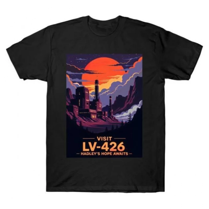 

Crimson Outpost Sci-Fi Alien Gift T-Shirt Weyland LV-426 Horror movie Xenomorph Short Sleeve Graphic clothes All size tops