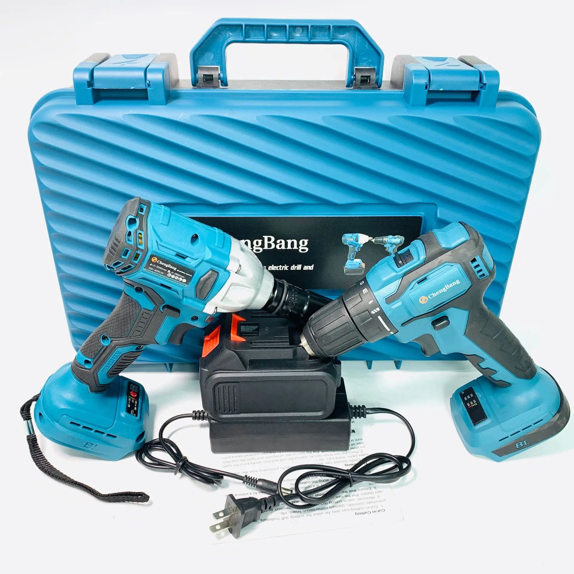 أداة الجمع اللاسلكية بدون فرش إعادة شحن الحفر الكهربائية أداة السلطة المفتاح الكهربائي 2 قطعة بطاريات