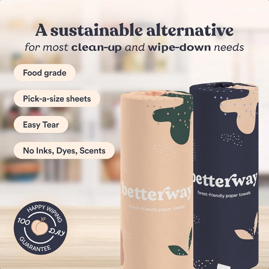 Toallas de papel de bambú, 6 rollos, 2 capas, sin plástico, toallas de papel de cocina, tamaño seleccionado, sin árboles, compostables, fuerte absorbente, sin tintes