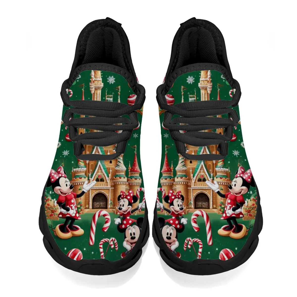 

Зеленые повседневные кроссовки с Рождественской тематикой Микки и Минни на белой подошве, детские кроссовки Disney, нескользящая детская повседневная обувь