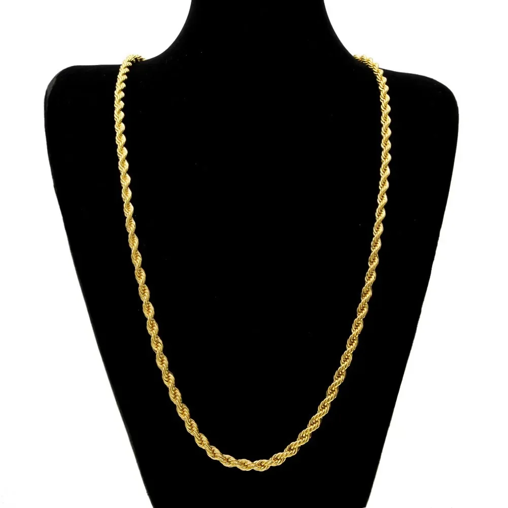 Collier en or 18 carats y2k, corde torsadée de 3MM, chaîne de galvanoplastie torsadée pour hommes et femmes, bijoux cadeaux de mariage