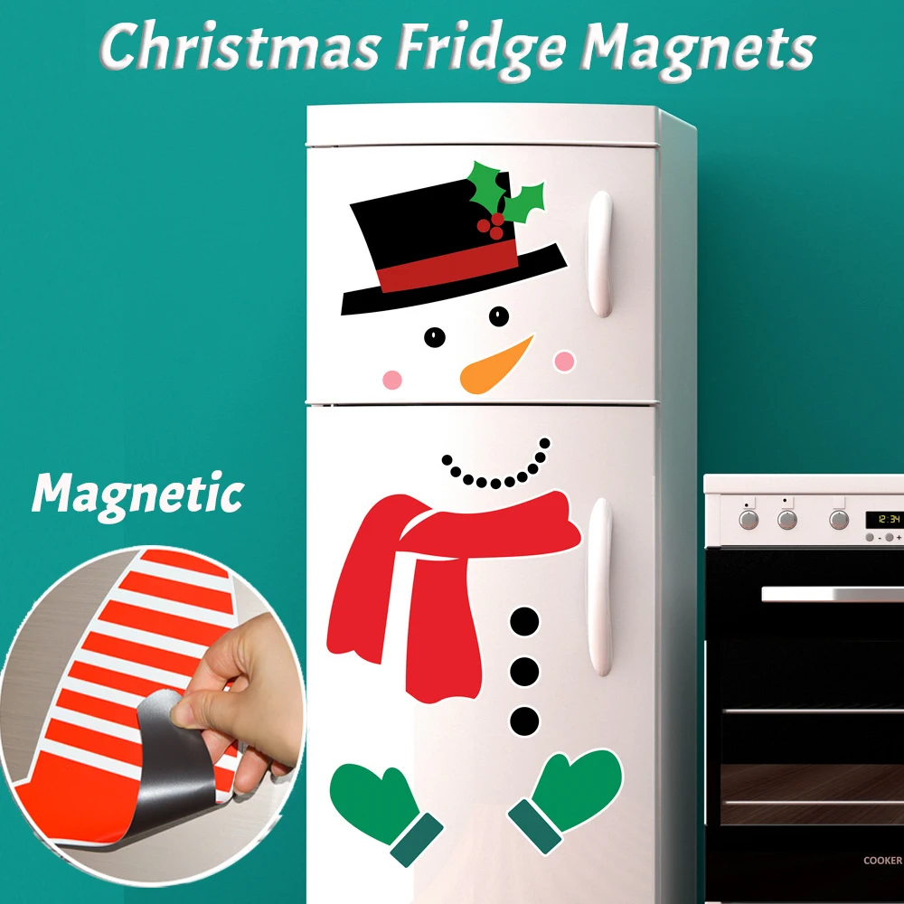 Christmas Fridge Magnet Sticker Christmas Snowman Cute DIY Smiley Wall Stickers Christmas Decoration Home Decor