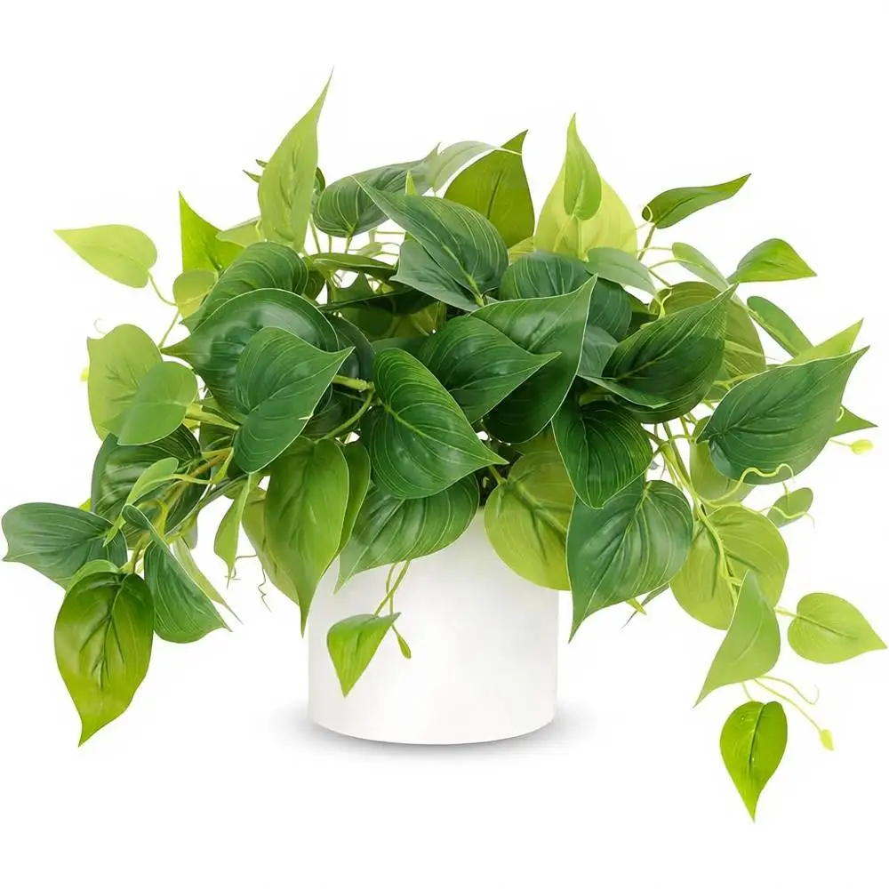 

Indoor Pothos Plant, Decorative Artificial Potted Plant for Living Room, White Ceramic Pot