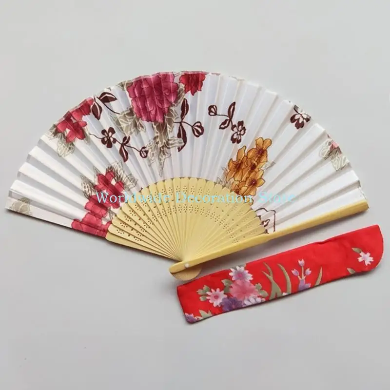 Q39b Vintage Floral Pliing Fan avec Chinois Japonais Dance Fans pour femmes