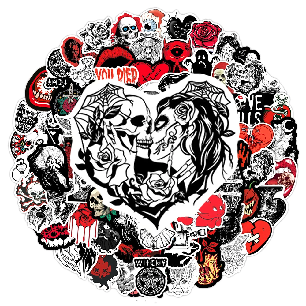 

10/30/50/100pcs Cool Horror Skull Graffit Stickers Gothic Cartoon Decals DIY Stationery Phone Luggage Decoration Sticker Kid Toy