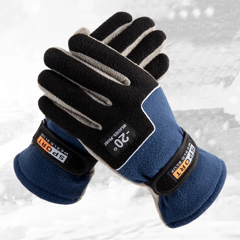 -20 ℃ Samt Ski handschuhe Fleece Winter Thermal Männer Outdoor-Sportarten rutsch fest Wind warm Voll finger Hand handschuh Mountain Riding Fäustling