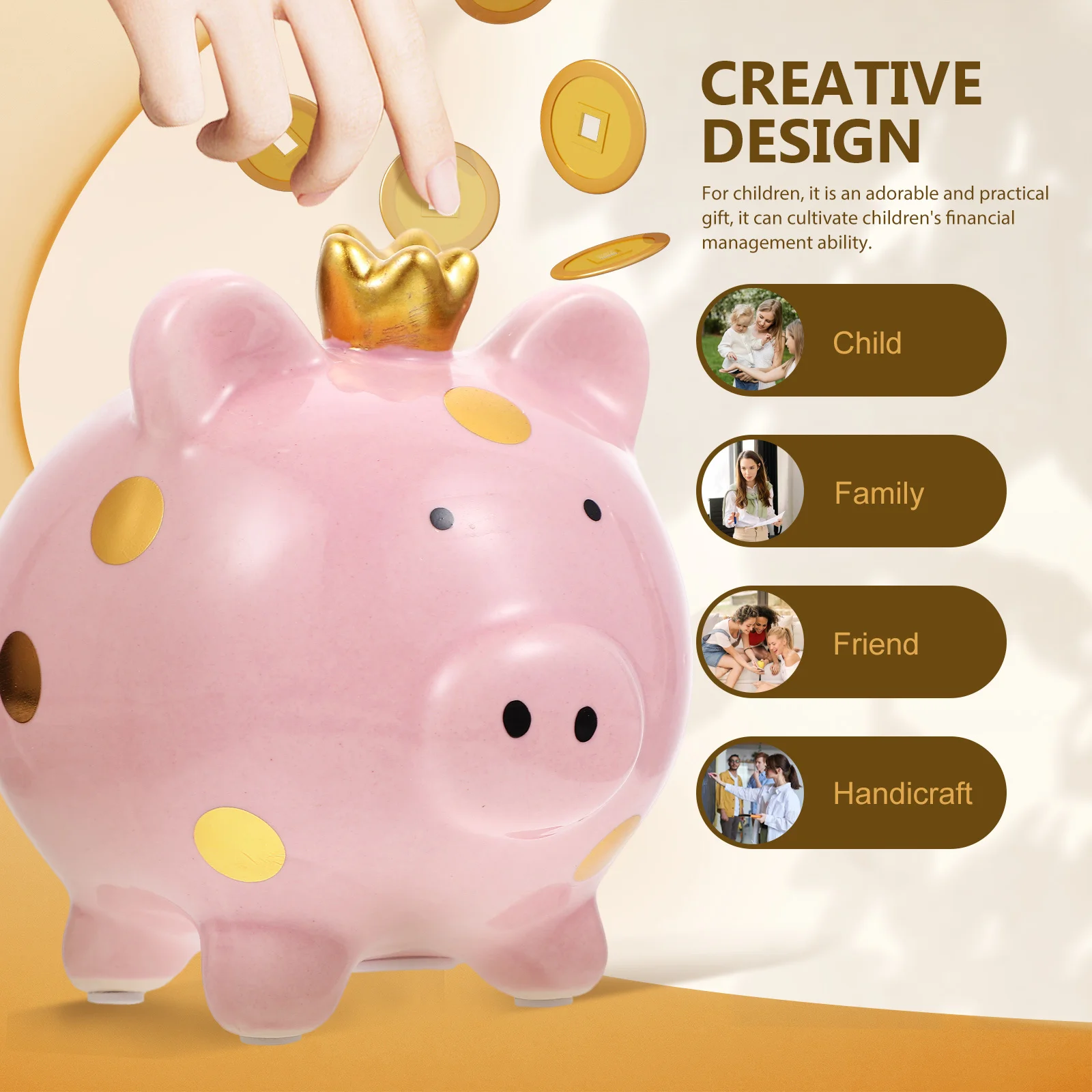 Keramik-Sparschwein, kreatives Design, Desktop-Dekoration, Finanzgeschenk für Kinder, sicheres Material, unzerbrechliches Geldglas