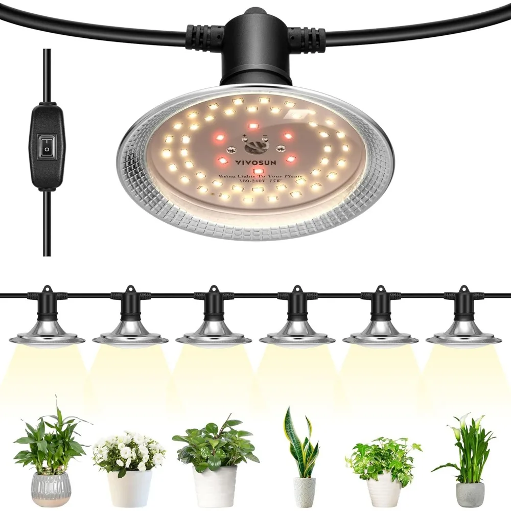 

Waterproof Full Spectrum LED Grow Lights with Adjustable Cord for Plants in Greenhouse, Garden, Farm