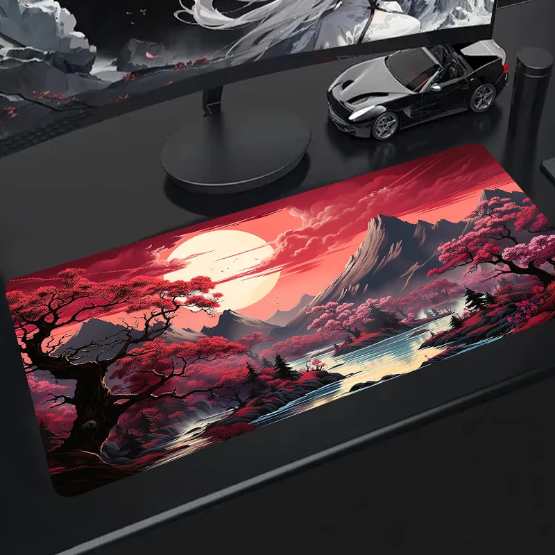 Shanshui Moon mouse pad large computer office gaming desk pads XXL rubber non-slip gaming keyboard mousepad long rubber desk mat