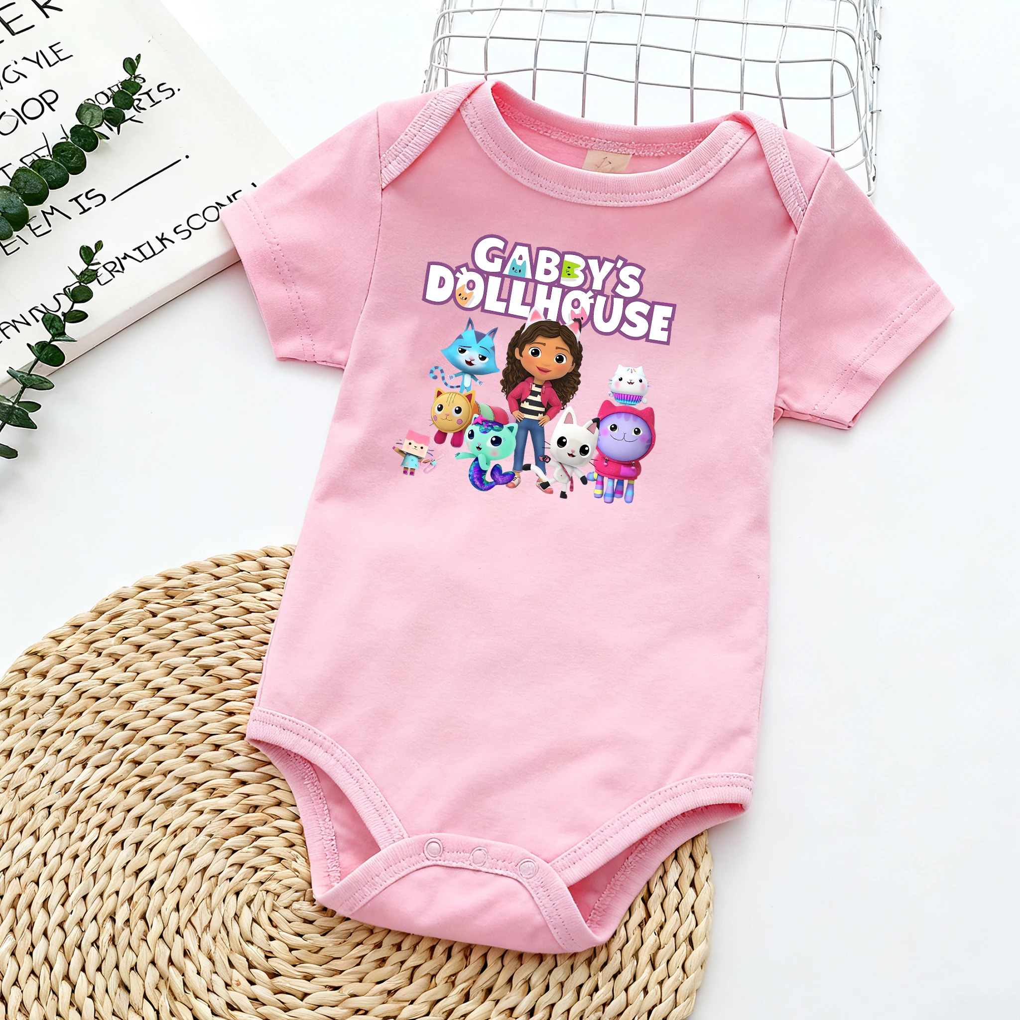 

Gabbys Dollhous Girl Baby Jumpsuit Cotton Newborn Kawaii Multiple Role Cute Anime 3-24m Infant Clothes Safe Soft Romper Bodysuit