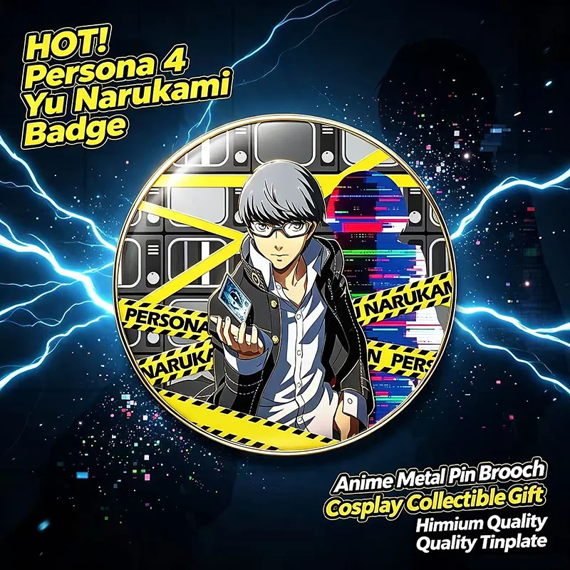 Persona 4 The Animation Official Tin Badge Full Set, Yu Narukami & Chie Satonaka Anime Character Accessory Merch