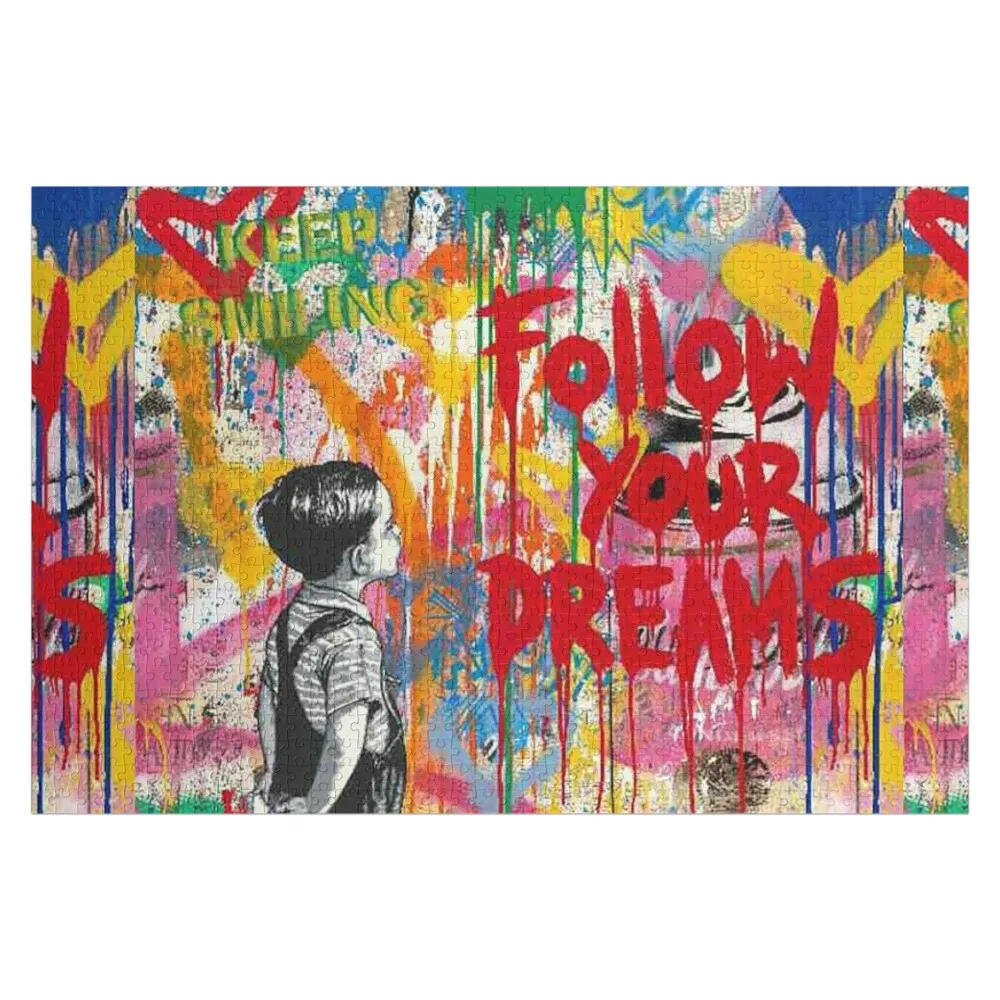 

Пазл-коллаж с надписью "Follow Your Dreams Boy Street Art", индивидуальный дизайн, персонализированный подарок, пазл с возможностью персонализации