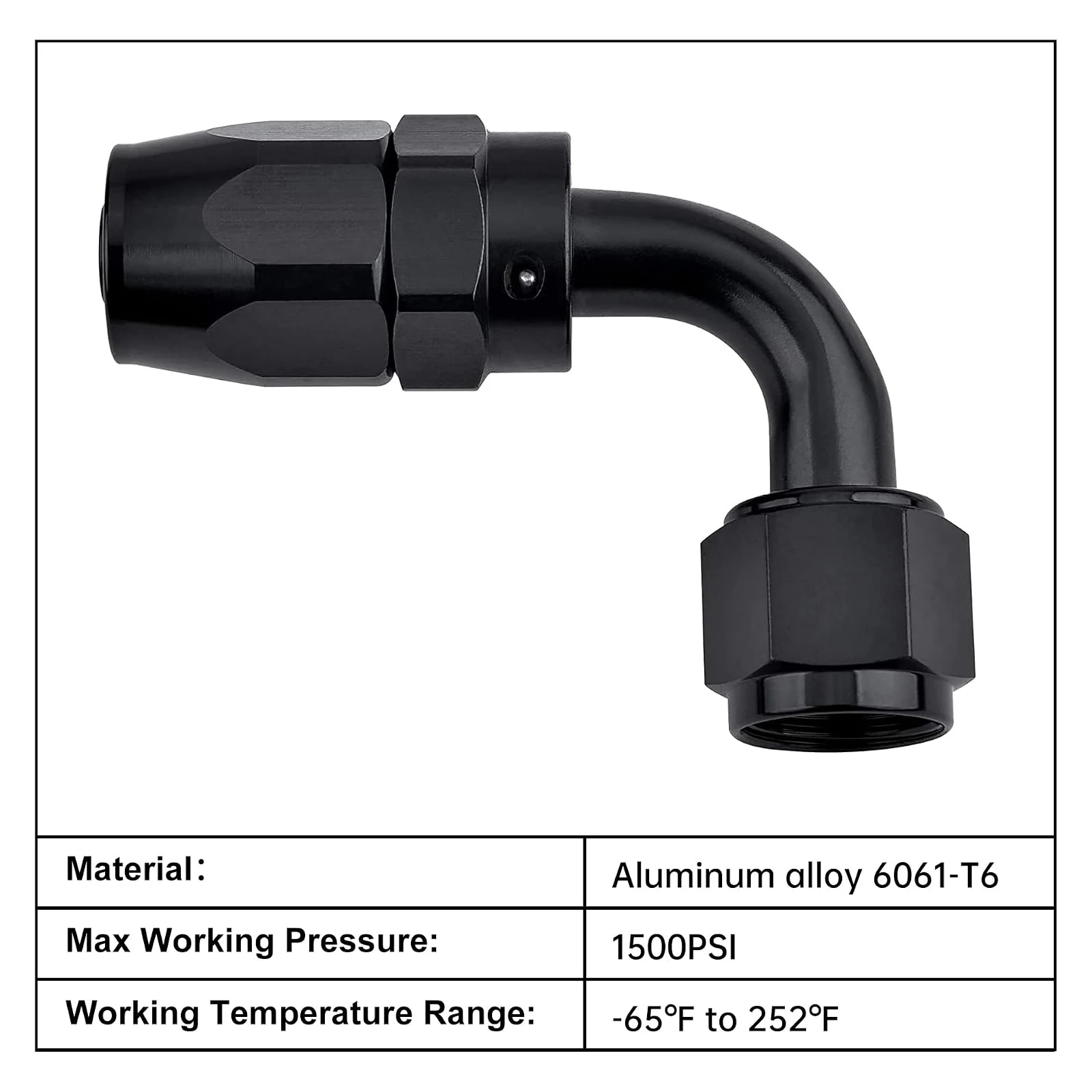 10PCS-AN8 Swivel Hose End Fitting Adapter 90 Degree For CPE Rubber Braided Oil Fuel Line Black For Car Racing Performance