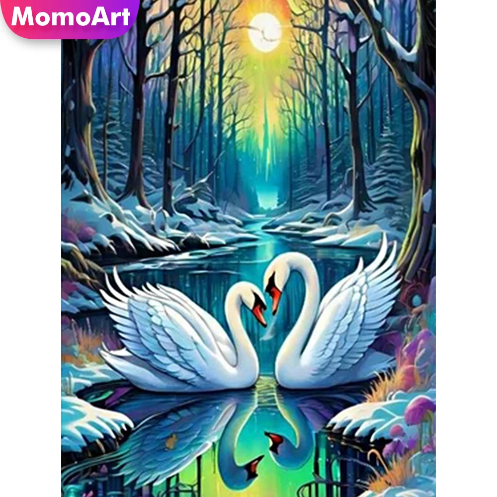 

MomoArt Новое поступление Алмазная мозаика Лебедь животное вышивка река вышивка закат набор картина искусство стен