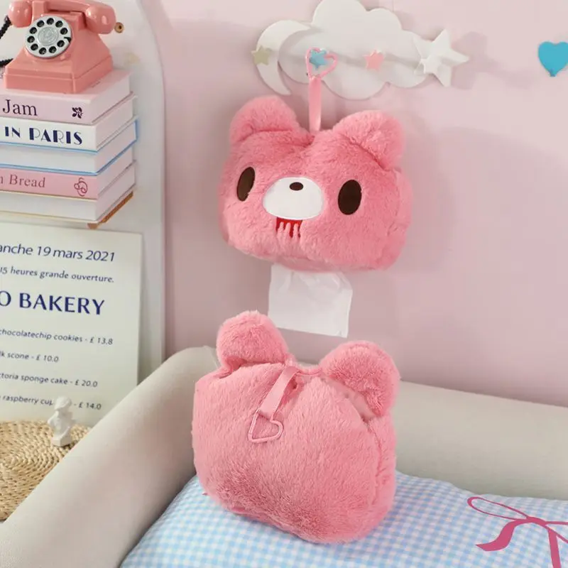 GloomyBear Taschentuchbox im Cartoon-Stil, niedlich, kreativ, hochwertig, tragbar, perfekt für Schreibtische im Studentenwohnheim, vielseitig und zum Aufhängen geeignet. – Detail 4