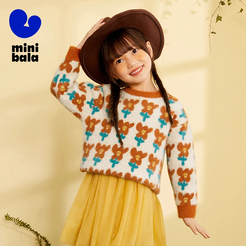 

Mini Balabala Sweater Girls 2025 Fall and Winter Soft Warm Knit Pullover Baby Top for Daily Outfits