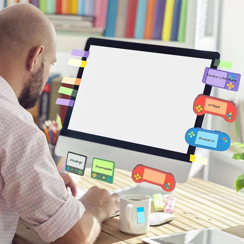 Game Console-themed Notepad Set With Rich And Unique Designs, Self-adhesive Sticky Notes, And Reusable Memo Pads.