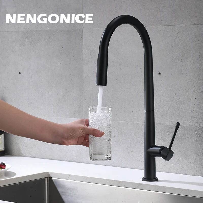 Kitchen  Black Kitchen Tap Pull Out Kitchen Sink faucet Mixer Tap Brushed Nickle Stream Sprayer Head Chrome Kitchen Water Tap